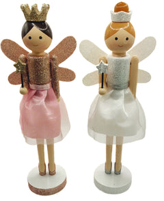 White Fairy Princess Christmas Wooden Nutcracker Figurine 12 in by Wizardi F07M6-2 White