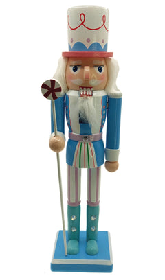 Pastel Blue Candyland Christmas Wooden Nutcracker 12 in by Wizardi F07M14-30-N01703 blue stand