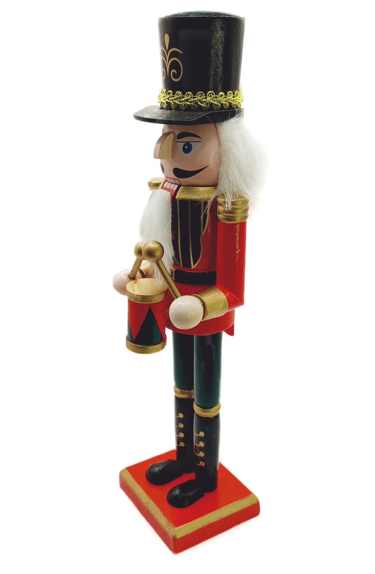 Black Top Hat Drummer Christmas Wooden Nutcracker 12 in