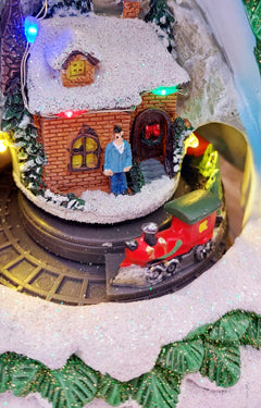Christmas Tree with Winter Cottage and Train. Christmas Village Wizardi F07-N1-14-2309