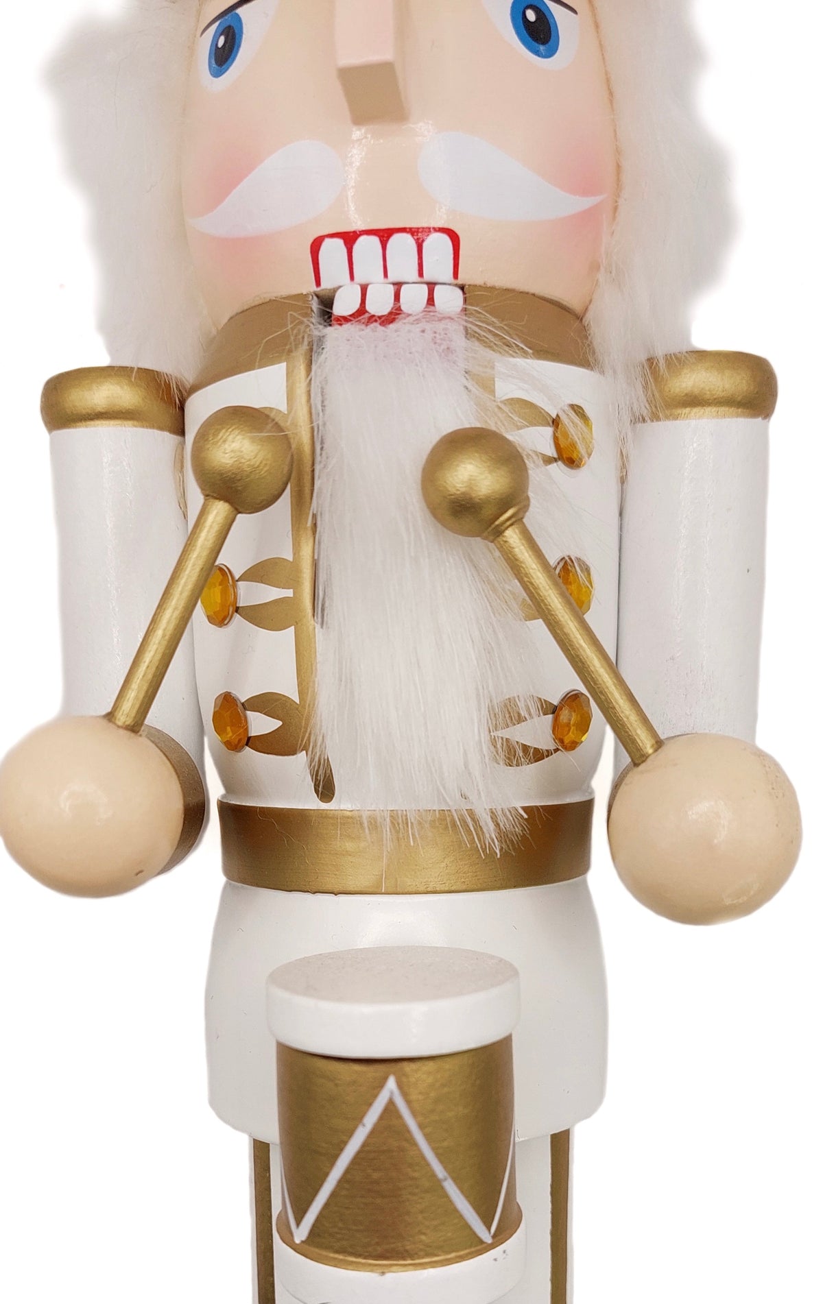 White and Gold Royal Drummer Christmas Wooden Nutcracker 15 in by Wizardi F07M14-45-N01315A
