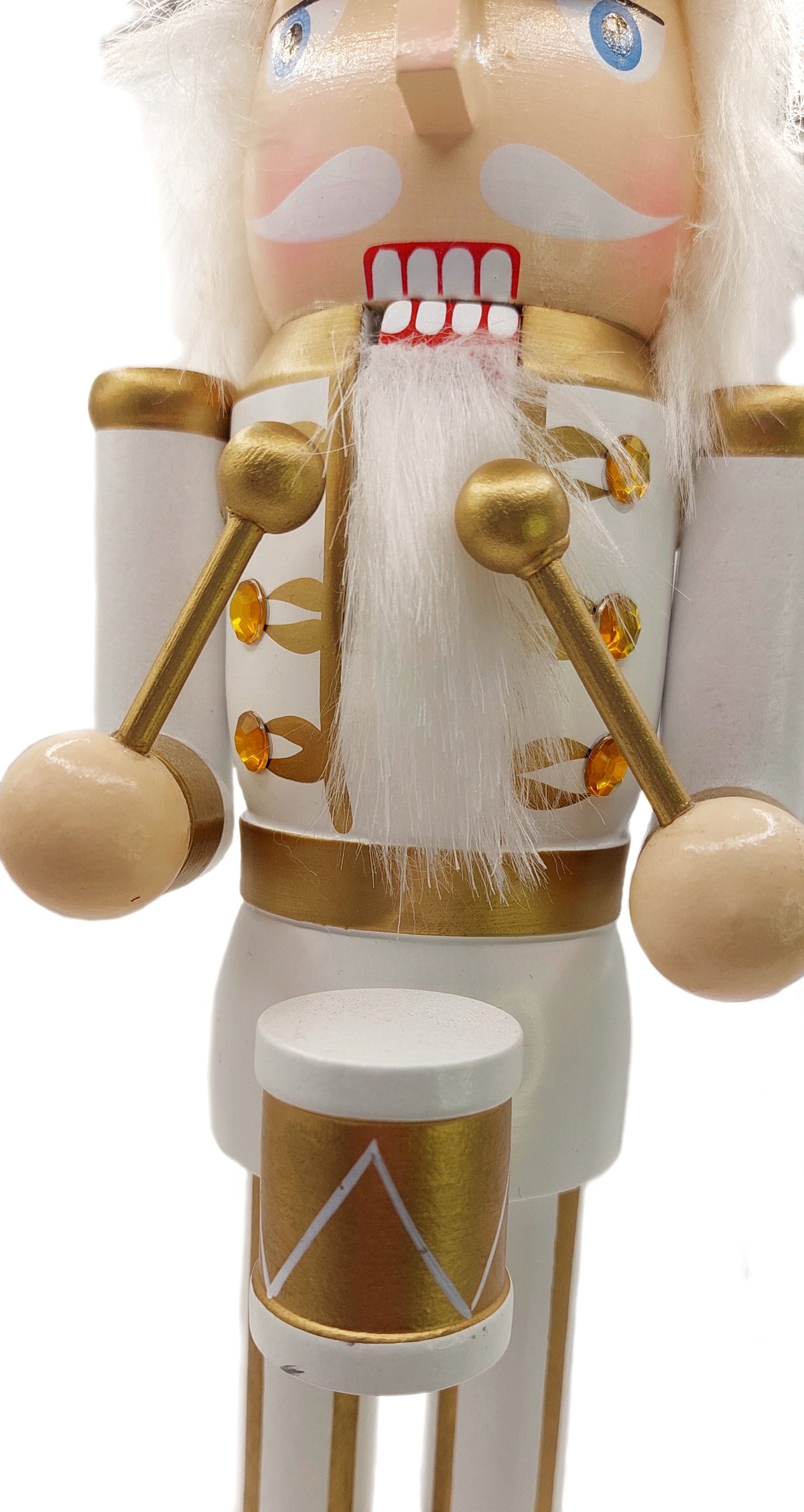 White and Gold Royal Drummer Christmas Wooden Nutcracker 15 in by Wizardi F07M14-45-N01315A
