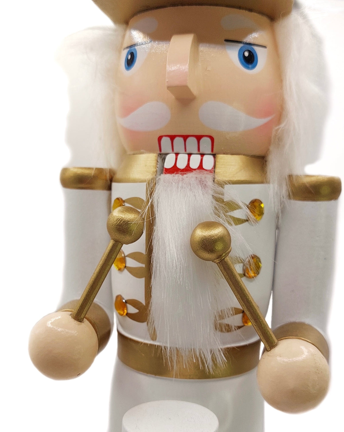 White and Gold Royal Drummer Christmas Wooden Nutcracker 15 in by Wizardi F07M14-45-N01315A