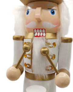 White and Gold Royal Drummer Christmas Wooden Nutcracker 15 in by Wizardi F07M14-45-N01315A