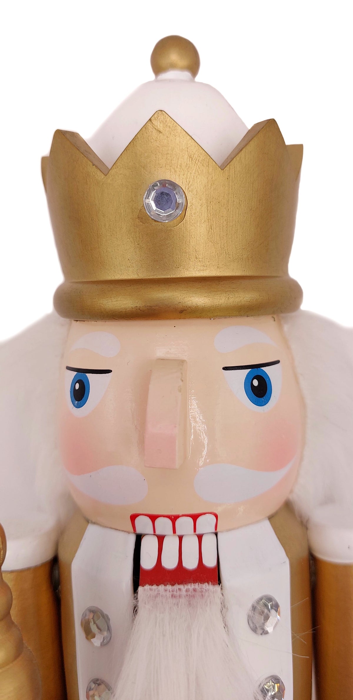 White and Gold King with Scepter Christmas Wooden Nutcracker 15 in by Wizardi F07M14-45-N01315B
