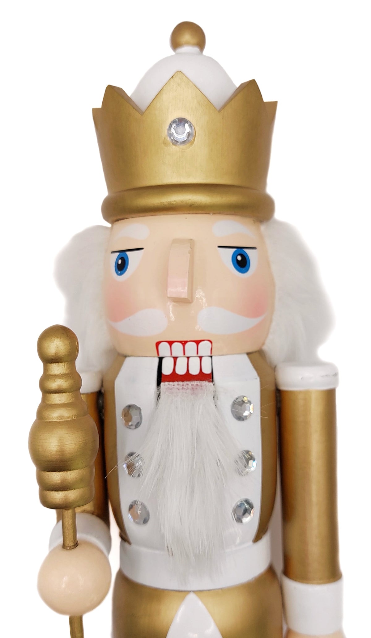 White and Gold King with Scepter Christmas Wooden Nutcracker 15 in by Wizardi F07M14-45-N01315B