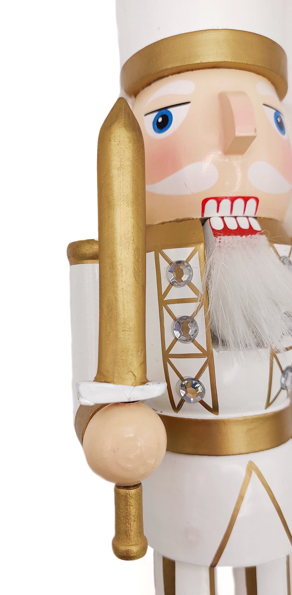 White and Gold Swordsman Christmas Wooden Nutcracker 15 in by Wizardi F07M14-45-N01315C