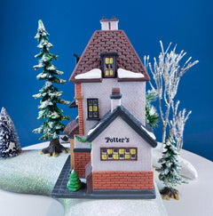 Illuminated Christmas Village Tea Seller House by Dept 56. Christmas in the City. Magical Holiday Home Retail Decor. Gift for Tea Lover.