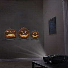 HoliScapes® USB Projector Kit - Jack-O’-Lantern Jamboree 2 + Projector + 48" x 72" Projection Screen
