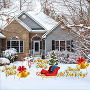Jingle Bells Christmas Yard Card Greeting - 8 Pc Set | Short Stakes Included