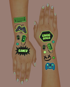 Level Up Glo Tats - 40 foil temporary tattoos