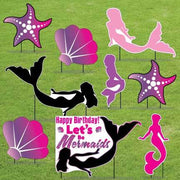 Let's Be Mermaids Pink Yard Cards 9 piece set