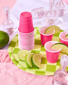 That's Hot Shots - 50 hot pink plastic cups