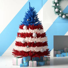 Matthias Patriotic Red, White & Blue Pre-Lit Christmas Tree, 5 to 7.5 ft