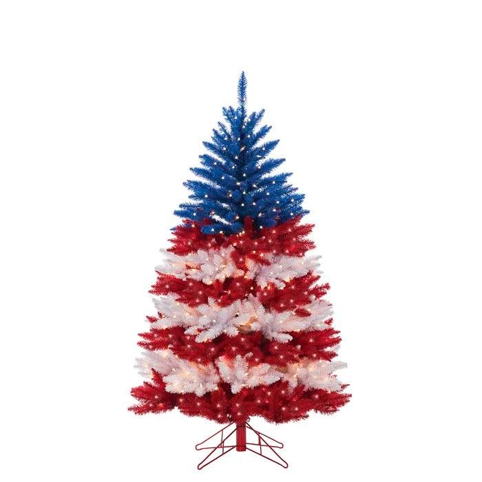 Matthias Patriotic Red, White & Blue Pre-Lit Christmas Tree, 5 to 7.5 ft