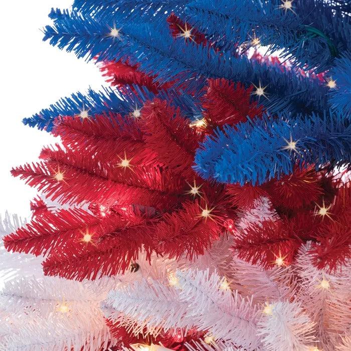 Matthias Patriotic Red, White & Blue Pre-Lit Christmas Tree, 5 to 7.5 ft