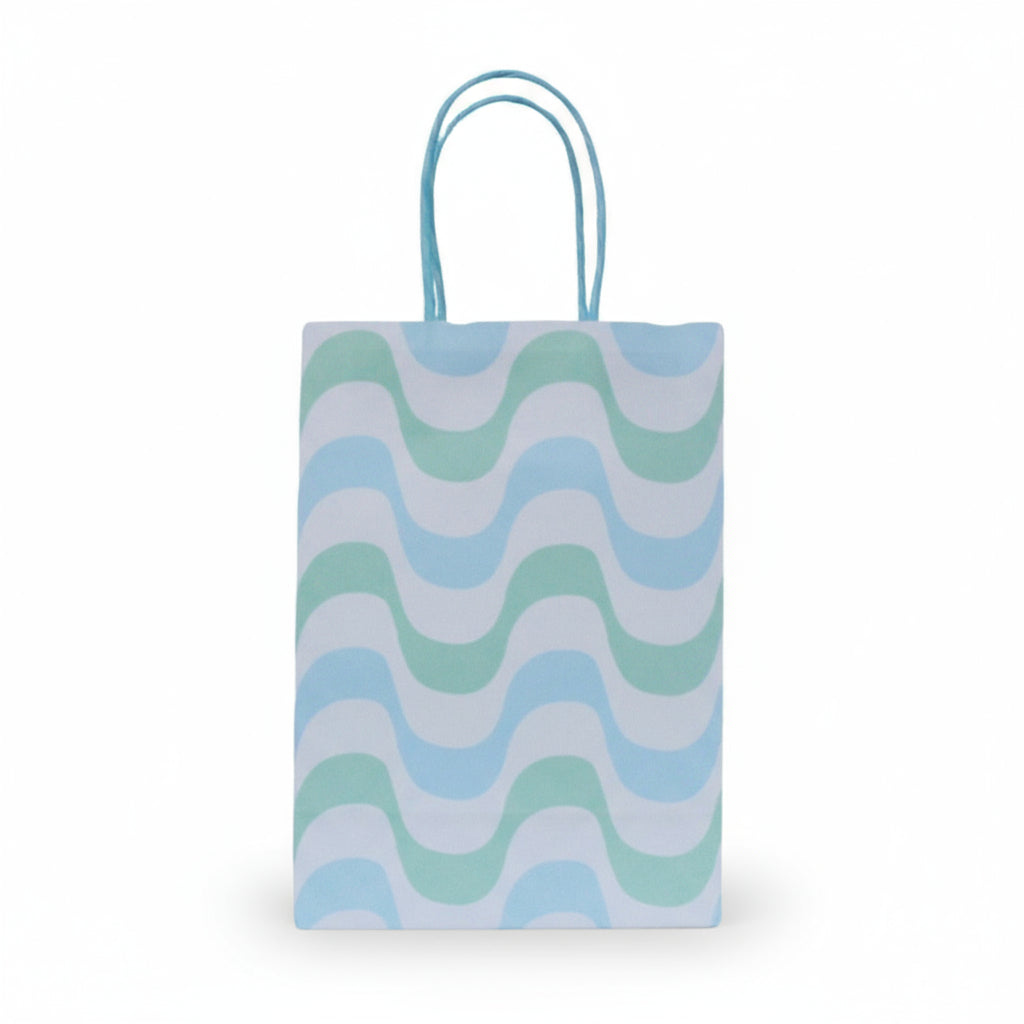 Blue & Mint Sea Waves Party Favor Bags (Set of 8)