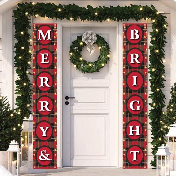 Merry & Bright Christmas Double Door Banner