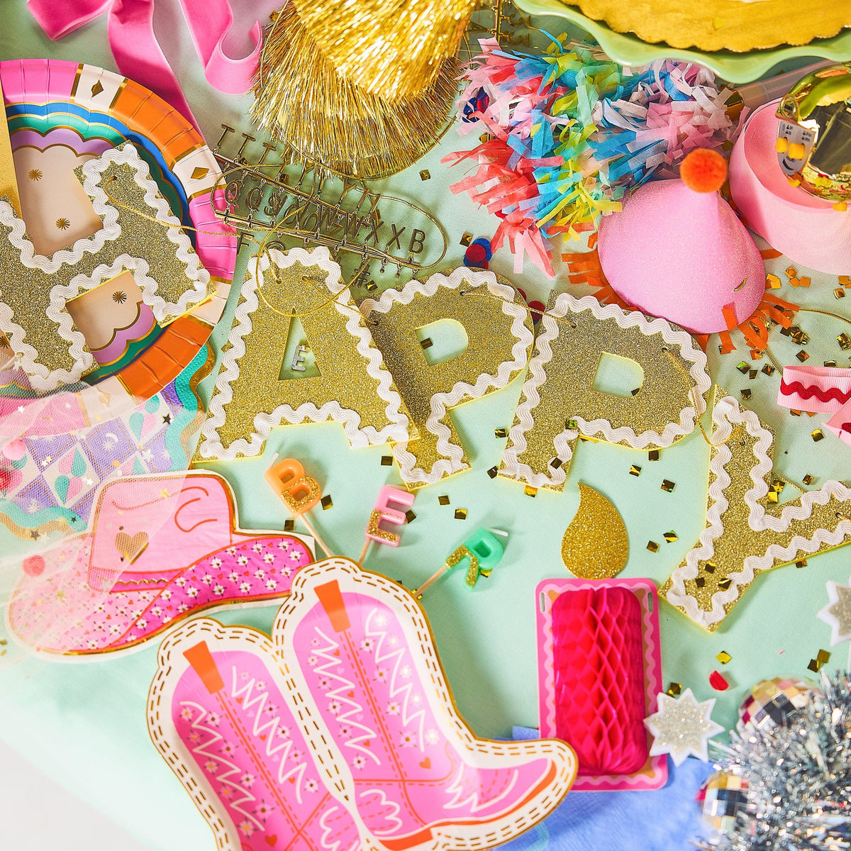 Happy Birthday Gold Shimmer Banner (Reusable Garland)