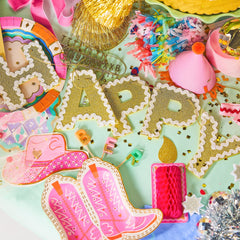 Happy Birthday Gold Shimmer Banner (Reusable Garland)