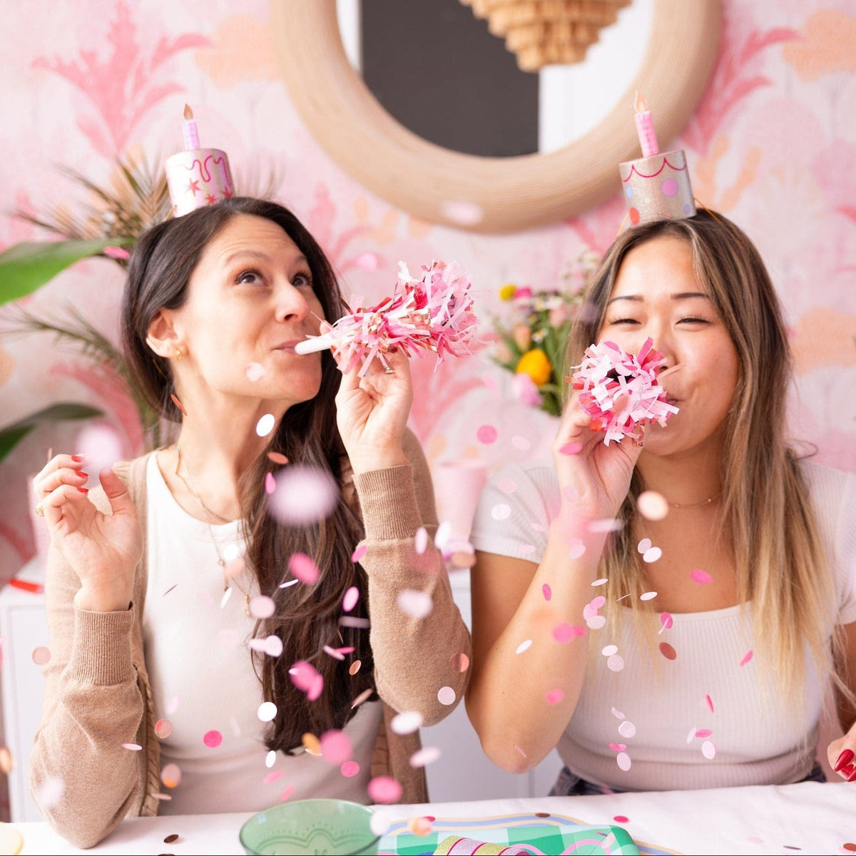 Pop of Pink Confetti Party Blowers (6 ct)