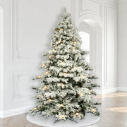 9 ft Oakman Flocked Spruce Pre-Lit Christmas Tree, 950 Clear Lights
