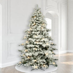 9 ft Oakman Flocked Spruce Pre-Lit Christmas Tree, 950 Clear Lights