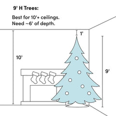 9 ft Oakman Flocked Spruce Pre-Lit Christmas Tree, 950 Clear Lights