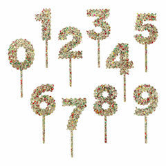 Gold Confetti Number Cake Toppers: 0-9