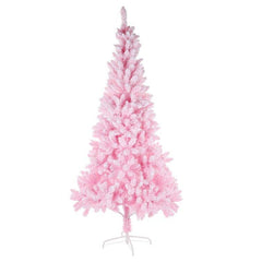Pink Artificial Snow Flocked Christmas Tree, 7 ft Full Tree, with Metal Stand
