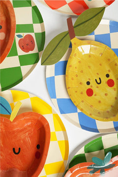 Little Chef Checkered Party Plates (9 Inch, 12 Count) | Kids Cooking Birthday Party Supplies | Colorful Checkerboard Paper Plates
