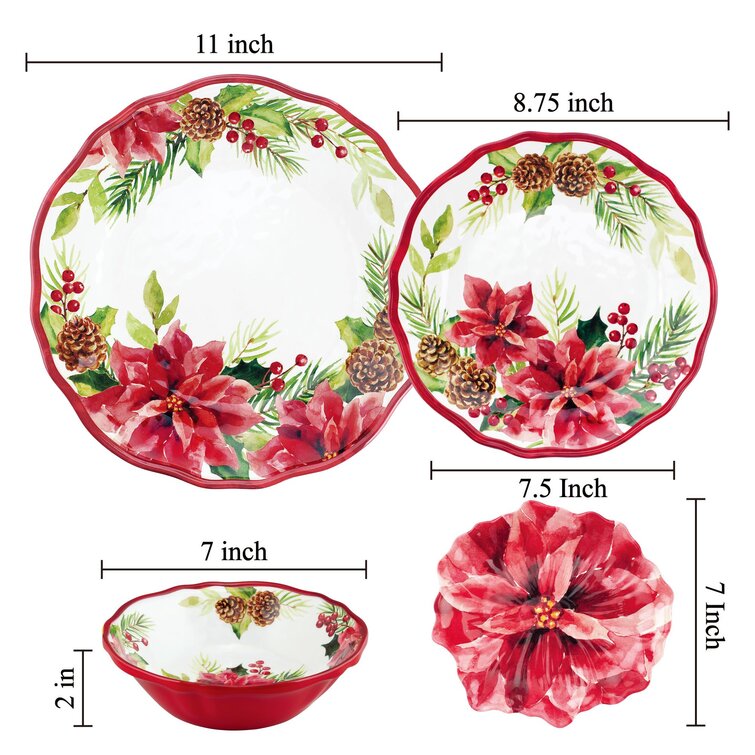 Poinsettias Dinnerware Set (Set of 16)