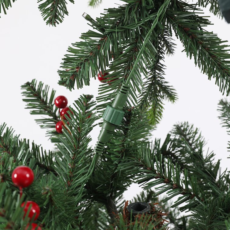 Pre-Lit Porch 5' Green Pine Fir Artificial Christmas Tree with 150 Warm White Lights