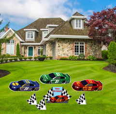 Race Car Themed Birthday Yard Cards 7 piece set