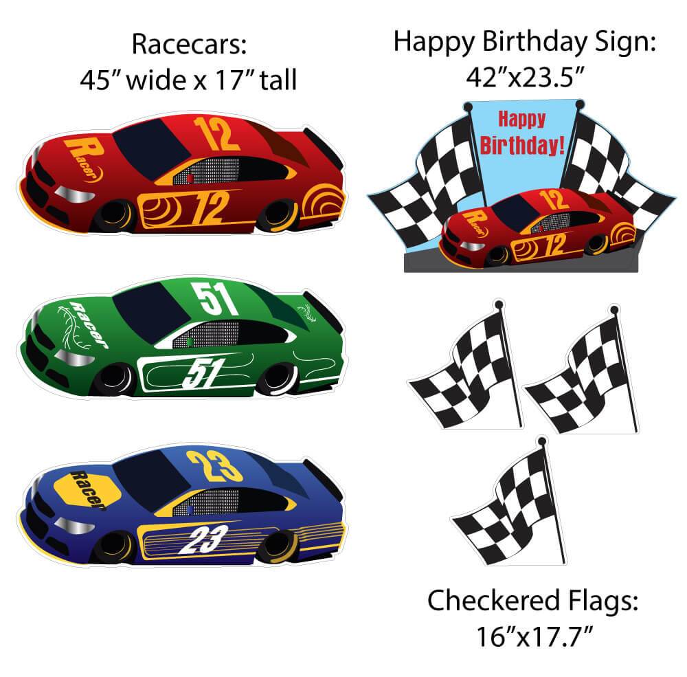 Race Car Themed Birthday Yard Cards 7 piece set