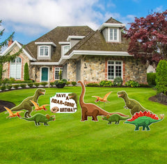 Roar-some Dinosaur Birthday Themed Yard Decoration - 10 pc set