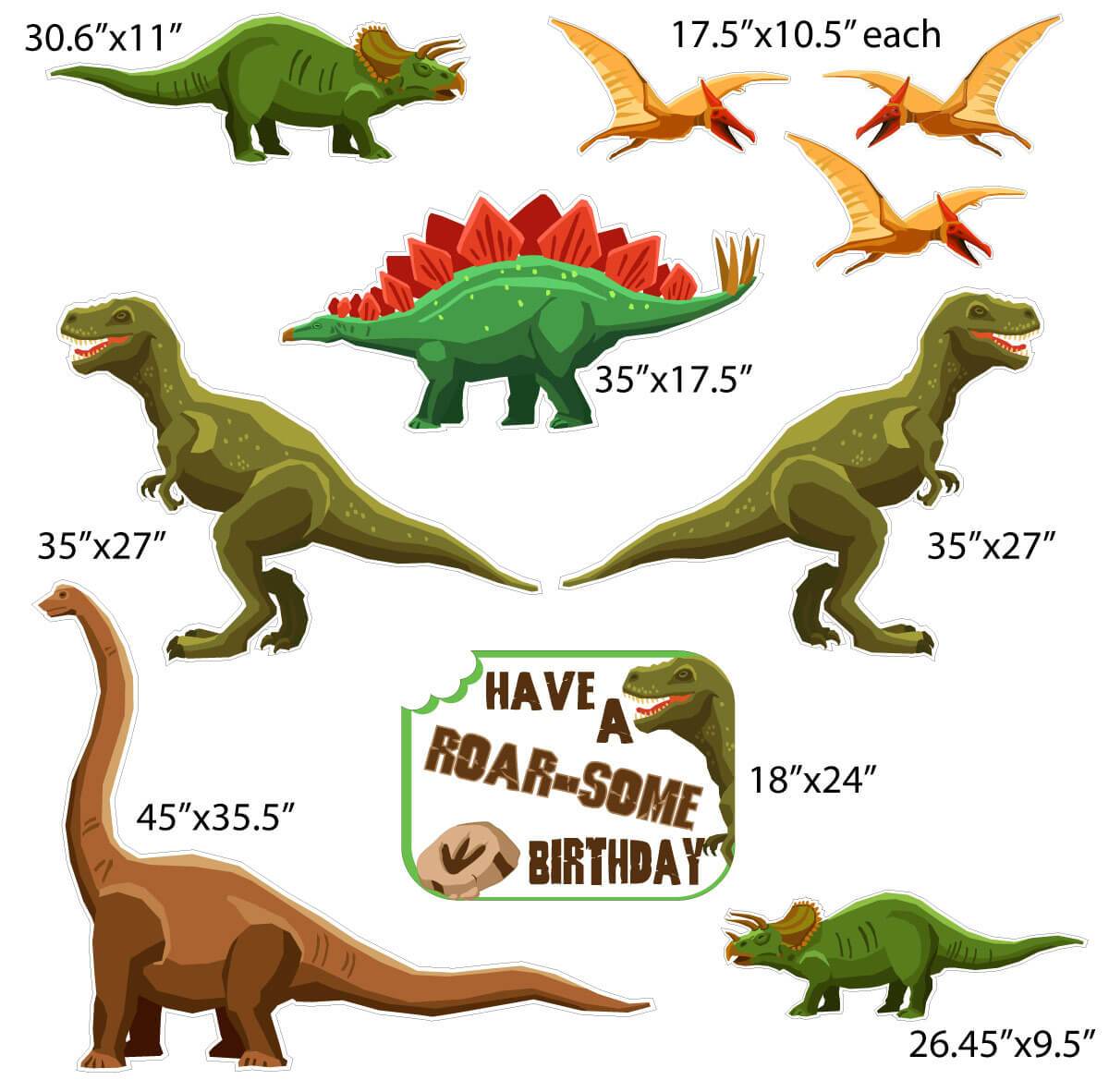 Roar-some Dinosaur Birthday Themed Yard Decoration - 10 pc set