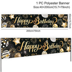 Black Gold Birthday Table Runner 30 50 Birthday Tablecloth Balloon Party Decoration For Home Backdrop Wedding Adult Anniversary