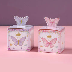 Butterfly Candy Gift Box Pink Purple Butterfly Birthday Party Decorations Kids Wedding Supplies Baby Shower Cookie Biscuit Box