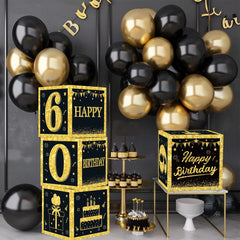 Black and Gold 18th 30th Birthday Box Birthday Party Decorations for Home Birthday Box Happy BIrthday Baby Shower Party Supplies