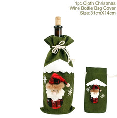 Merry Christmas Decoration for Home 2024 Santa Claus Wine Bottle Cover Snowman Stocking Gift Holders Xmas Navidad Decor New Year