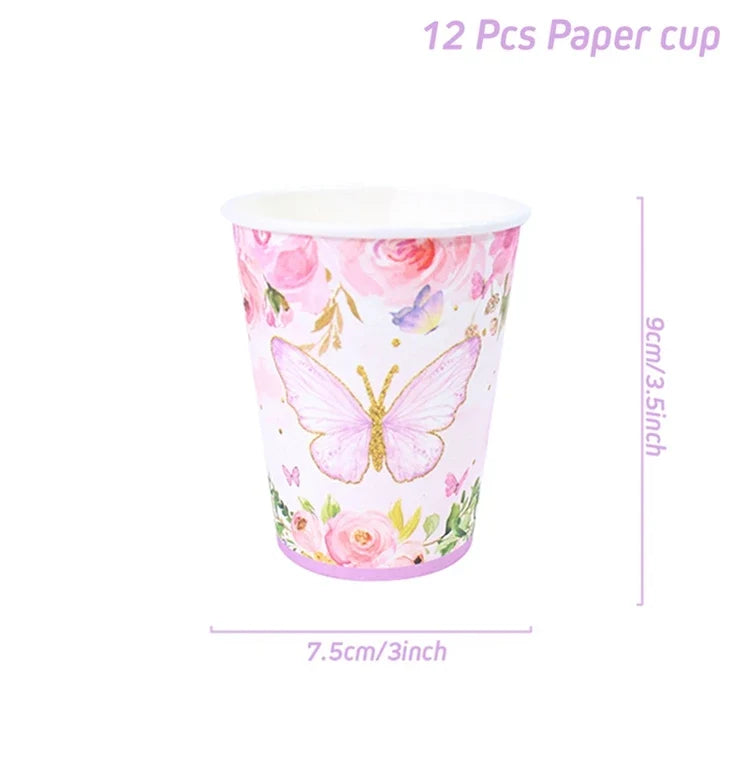 Purple Butterfly Disposable Tableware Napkin Butterfly Birthday Party Decor Girl Baby Shower Baptism Gender Reveal Supplies