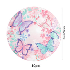 Butterfly Fairy Birthday Party Tableware Set – Pink Disposable Plates, Cups, Napkins & Tablecloth | Girls Party Decorations & Supplies