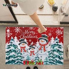 VIKAMA 1pc Three Santa Claus Doormats Festive Floor Mat Living Room Rug For Bedroom Welcome Mat Outdoor Rug Christmas Rug
