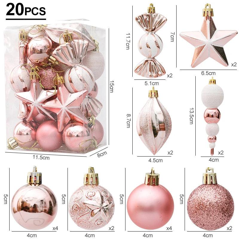 Christmas Ball, Candy Cane and Pinecone Ornament Set