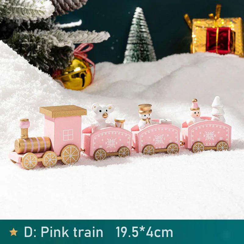 Wooden Christmas Train Tabletop Decorations