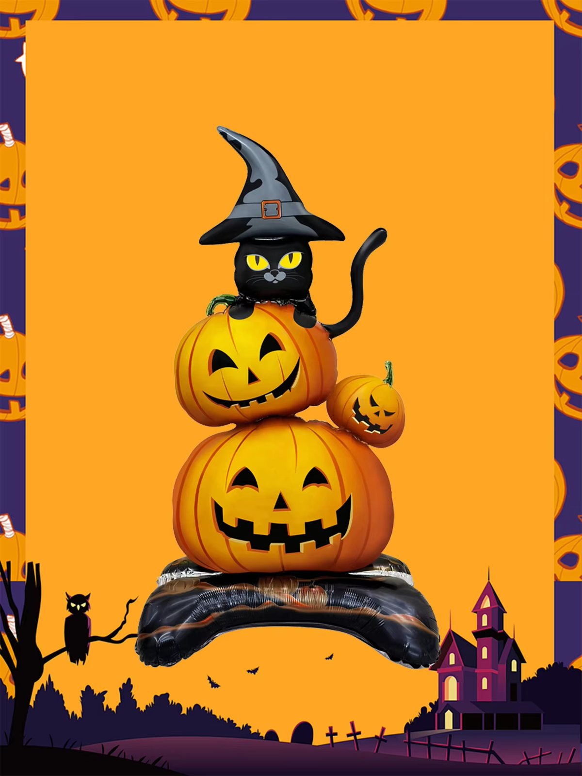 Halloween Black Cat Standing Foil Balloon Decoration