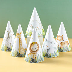 Jungle Animals Party Paper Hats Happy Birthday Party Decoration Kids Safari Animal Wild One Birthday Decor Supplies Baby Shower