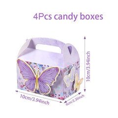 Butterfly Candy Gift Box Pink Purple Butterfly Birthday Party Decorations Kids Wedding Supplies Baby Shower Cookie Biscuit Box