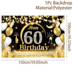 Black Gold Birthday Table Runner 30 50 Birthday Tablecloth Balloon Party Decoration For Home Backdrop Wedding Adult Anniversary